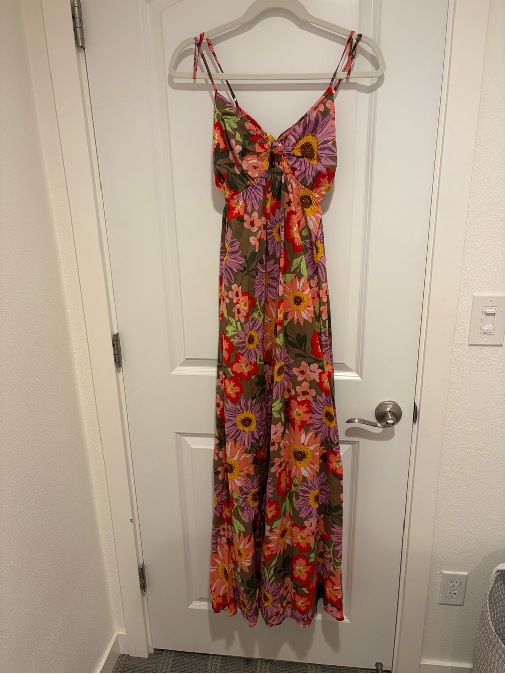 Floral Tie-Front Maxi Dress in Multicolor